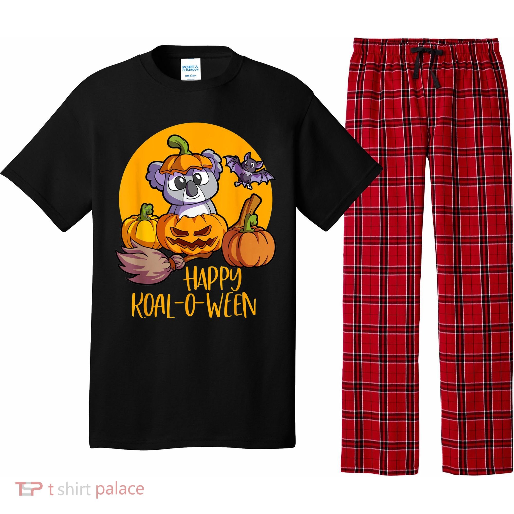 Koala On Pumpkin Witch Hat Pumpkin Face Halloween Koala Pajama Set