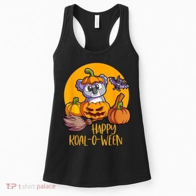 Koala On Pumpkin Witch Hat Pumpkin Face Halloween Koala Women's Tank Top