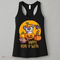 Koala On Pumpkin Witch Hat Pumpkin Face Halloween Koala Women's Tank Top thumb 3