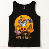 Koala On Pumpkin Witch Hat Pumpkin Face Halloween Koala Tank Top thumb 2