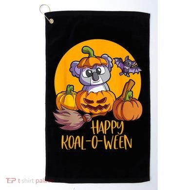 Koala On Pumpkin Witch Hat Pumpkin Face Halloween Koala Golf Towel