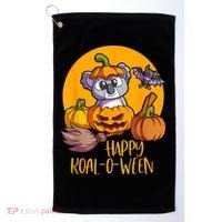 Koala On Pumpkin Witch Hat Pumpkin Face Halloween Koala Golf Towel thumb 0