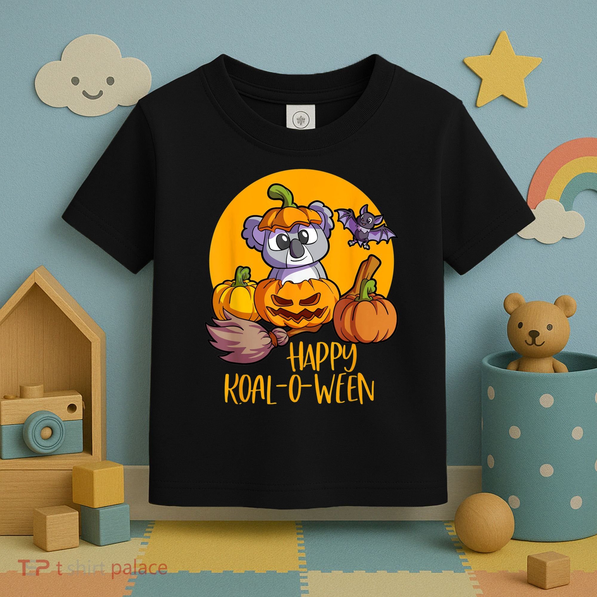 Koala On Pumpkin Witch Hat Pumpkin Face Halloween Koala Toddler T-Shirt