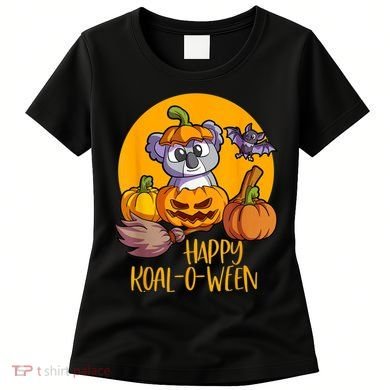 Koala On Pumpkin Witch Hat Pumpkin Face Halloween Koala Women's T-Shirt