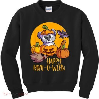 Koala On Pumpkin Witch Hat Pumpkin Face Halloween Koala Kids Sweatshirt