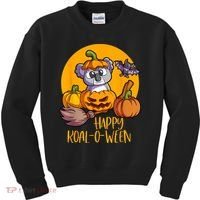 Koala On Pumpkin Witch Hat Pumpkin Face Halloween Koala Kids Sweatshirt thumb 0