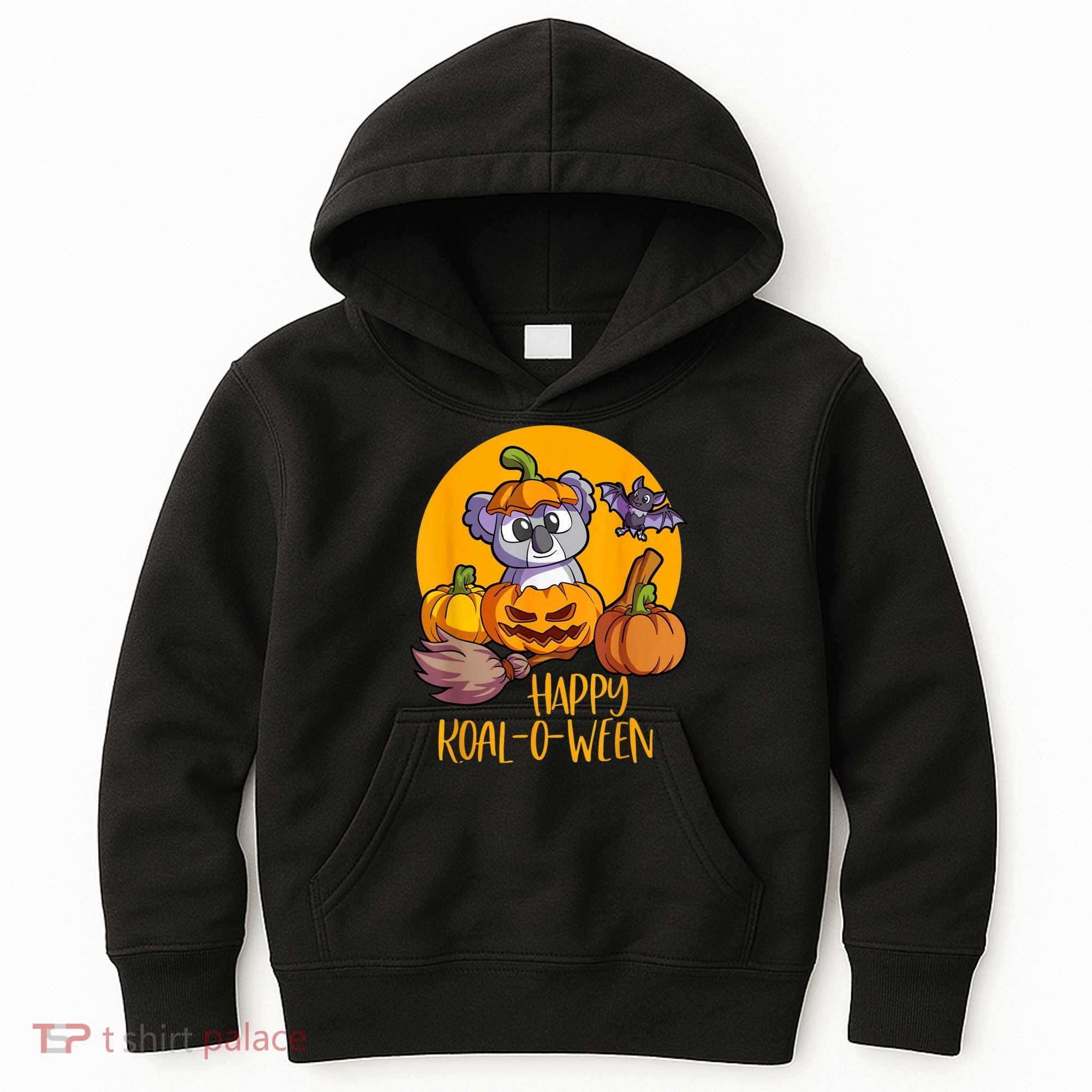 Koala On Pumpkin Witch Hat Pumpkin Face Halloween Koala Kids Hoodie