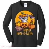 Koala On Pumpkin Witch Hat Pumpkin Face Halloween Koala Kids Long Sleeve Shirt thumb 0