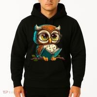 Kawaii Owl Reads Book Reading Bookworm Library Book Hoodie thumb 2