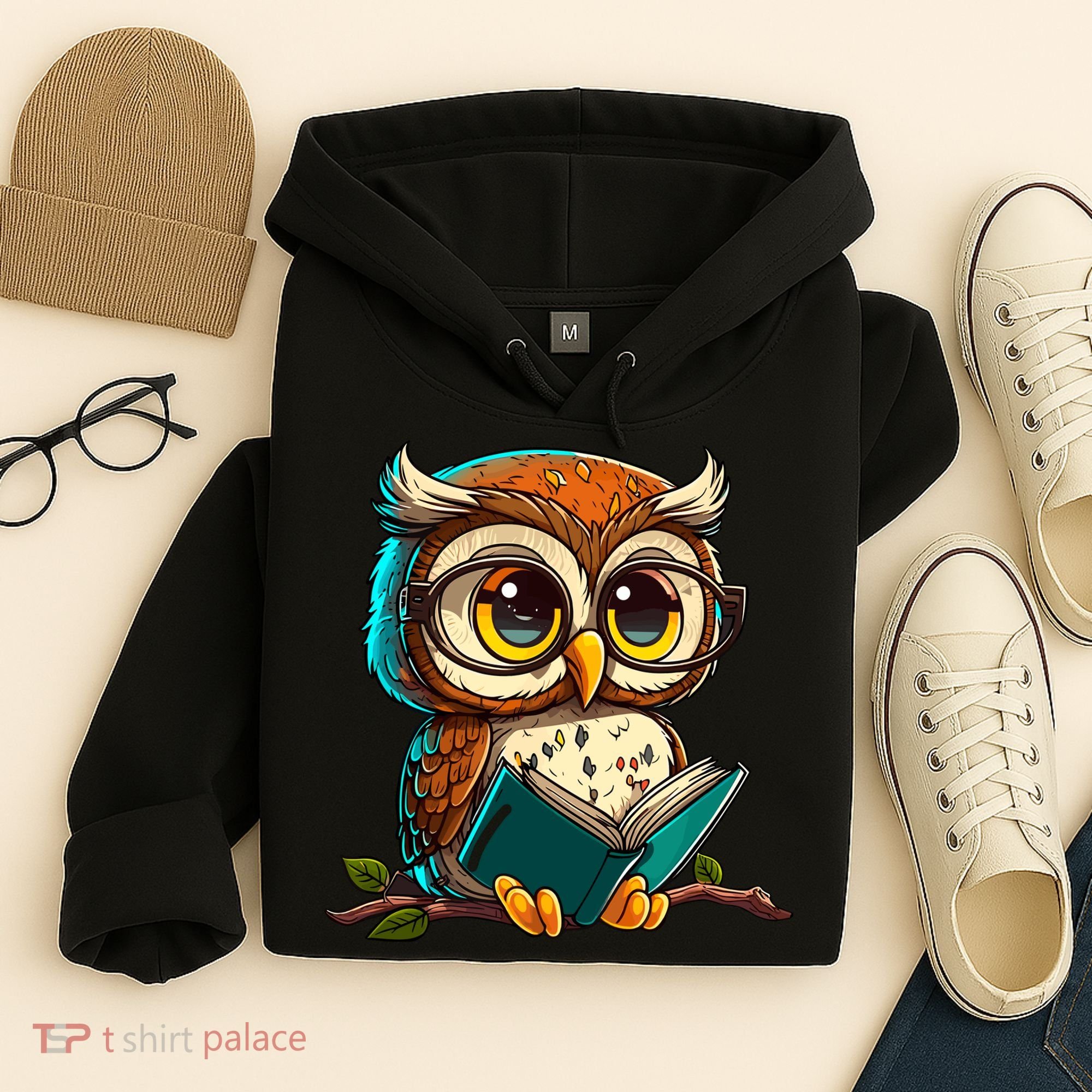 Kawaii Owl Reads Book Reading Bookworm Library Book Hoodie