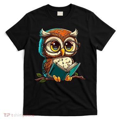 Kawaii Owl Reads Book Reading Bookworm Library Book T-Shirt