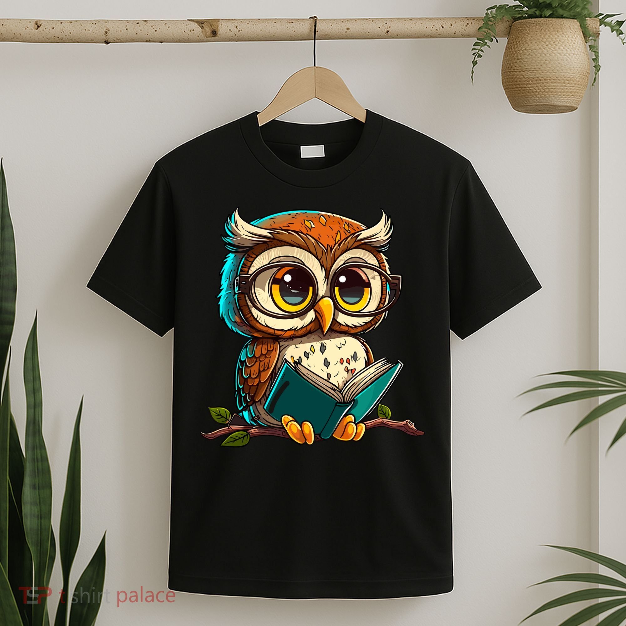 Kawaii Owl Reads Book Reading Bookworm Library Book T-Shirt