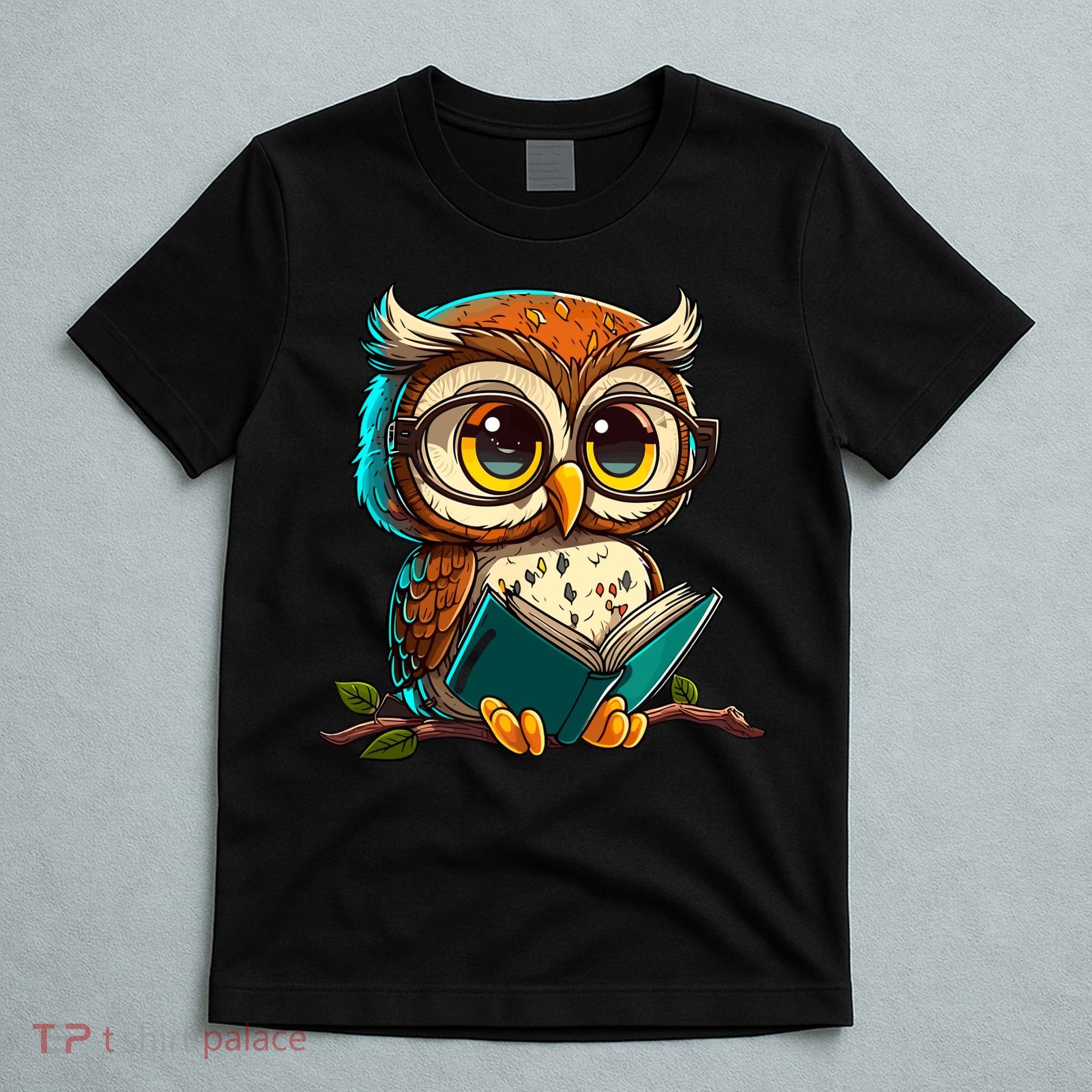 Kawaii Owl Reads Book Reading Bookworm Library Book T-Shirt