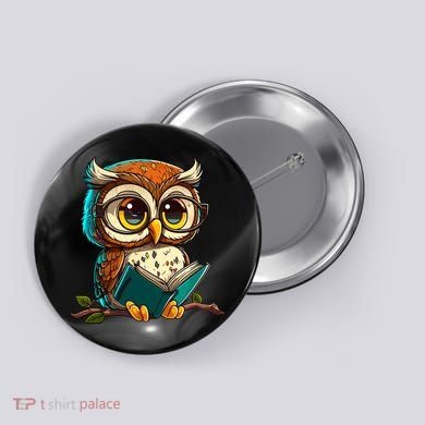 Kawaii Owl Reads Book Reading Bookworm Library Book Button