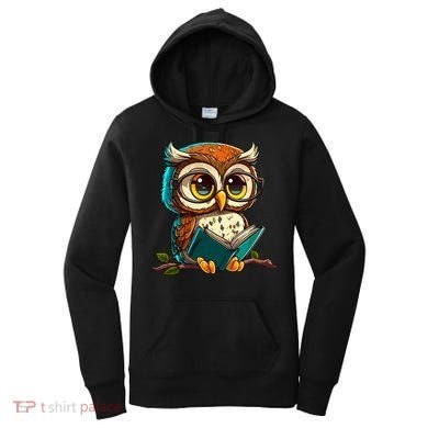 Kawaii Owl Reads Book Reading Bookworm Library Book Women's Hoodie