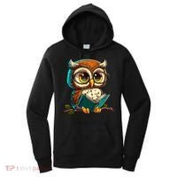 Kawaii Owl Reads Book Reading Bookworm Library Book Women's Hoodie thumb 0