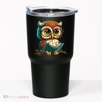 Kawaii Owl Reads Book Reading Bookworm Library Book Tumbler thumb 0