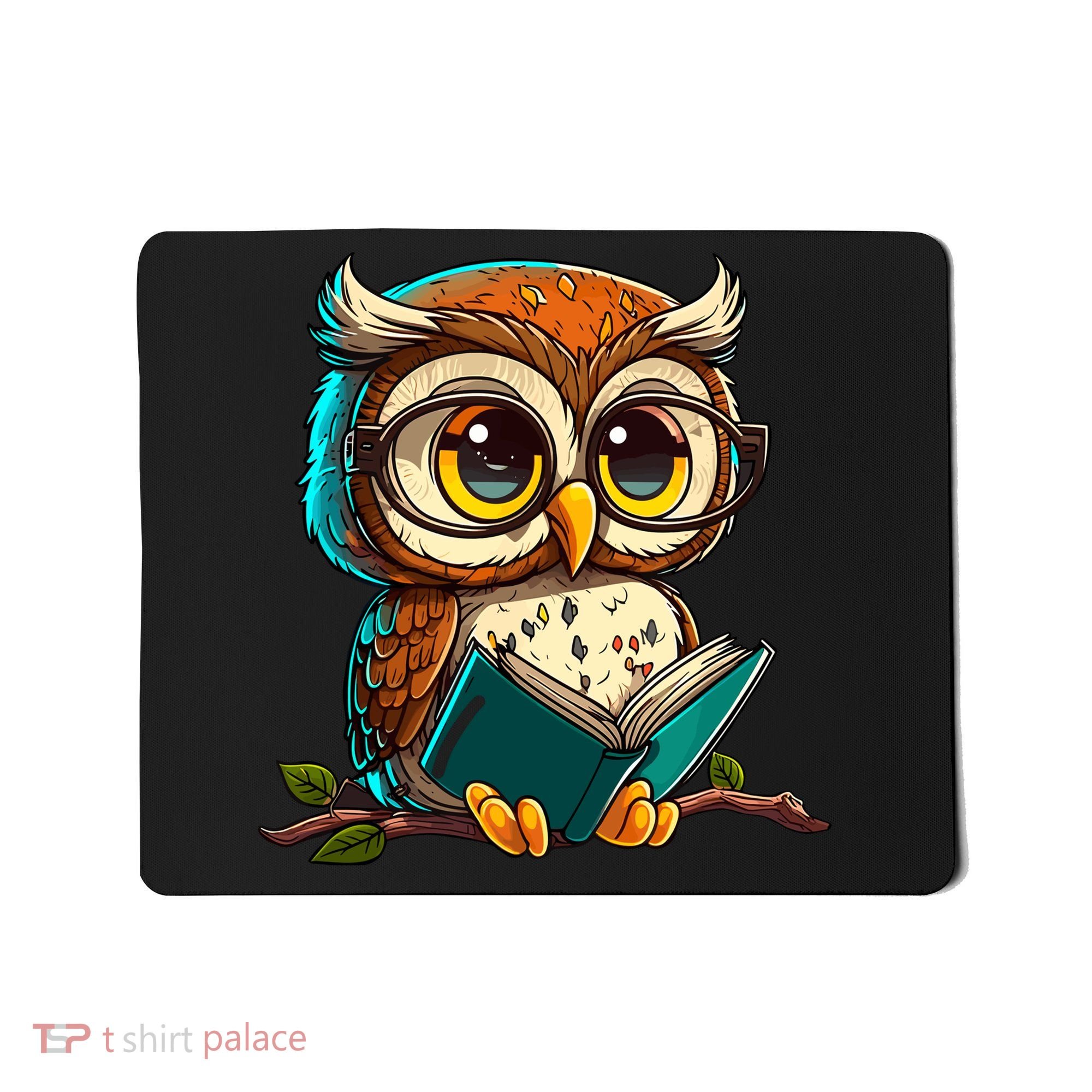 Kawaii Owl Reads Book Reading Bookworm Library Book Mousepad