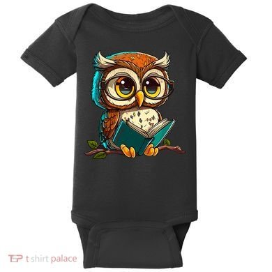 Kawaii Owl Reads Book Reading Bookworm Library Book Baby Bodysuit