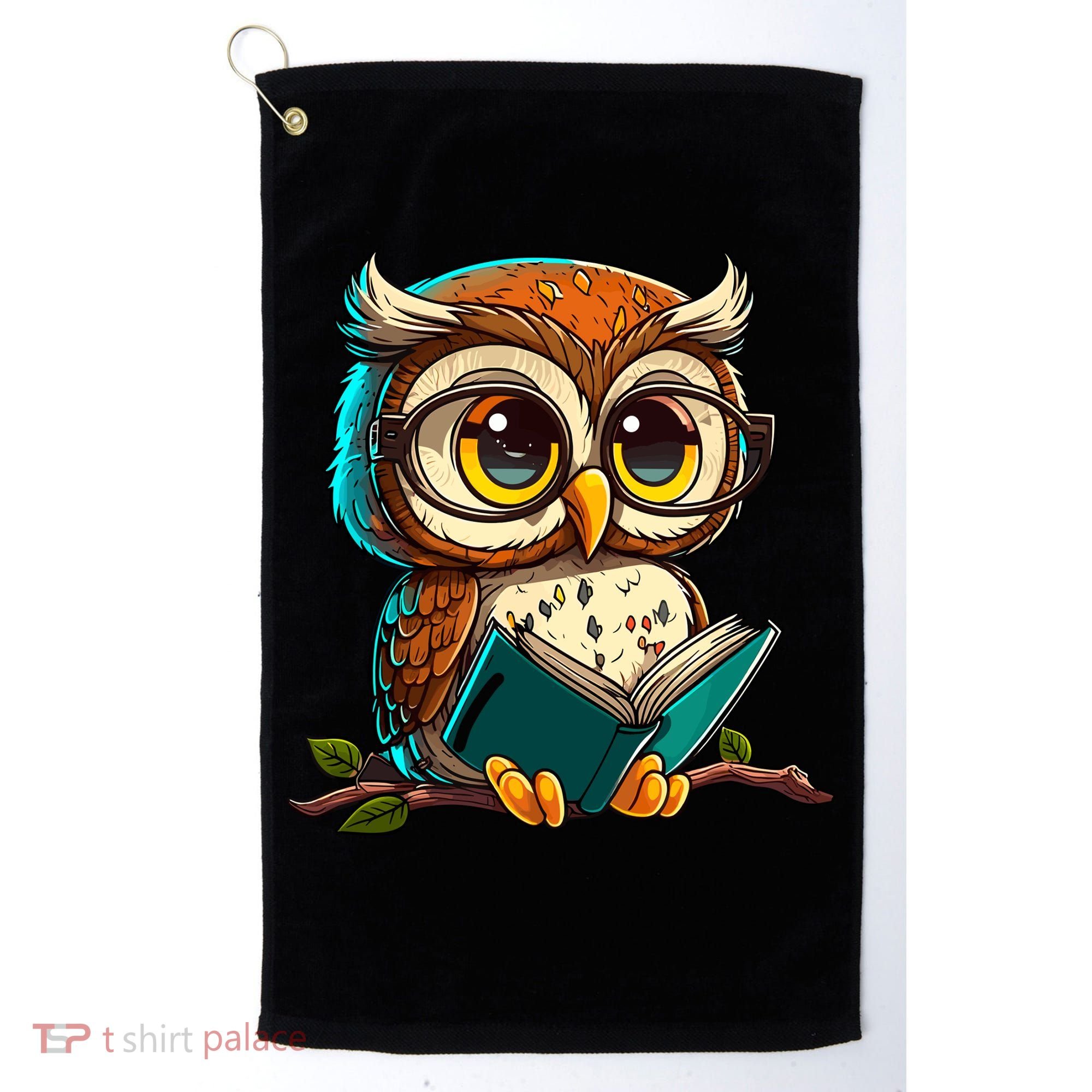 Kawaii Owl Reads Book Reading Bookworm Library Book Golf Towel