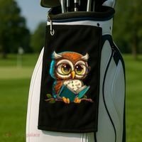 Kawaii Owl Reads Book Reading Bookworm Library Book Golf Towel thumb 2