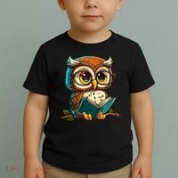 Kawaii Owl Reads Book Reading Bookworm Library Book Toddler T-Shirt thumb 2