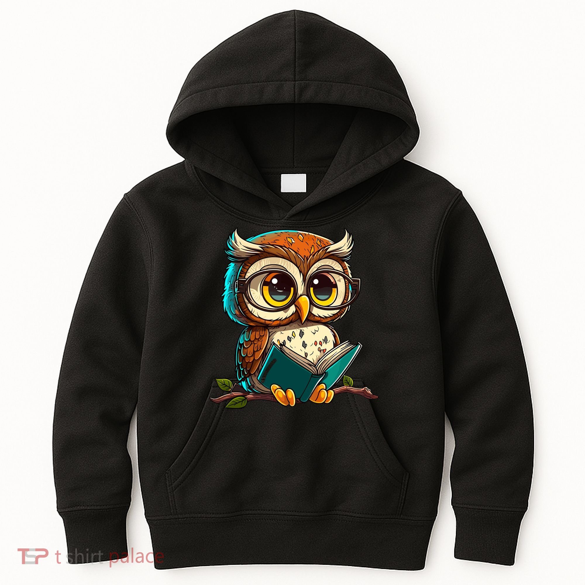 Kawaii Owl Reads Book Reading Bookworm Library Book Kids Hoodie