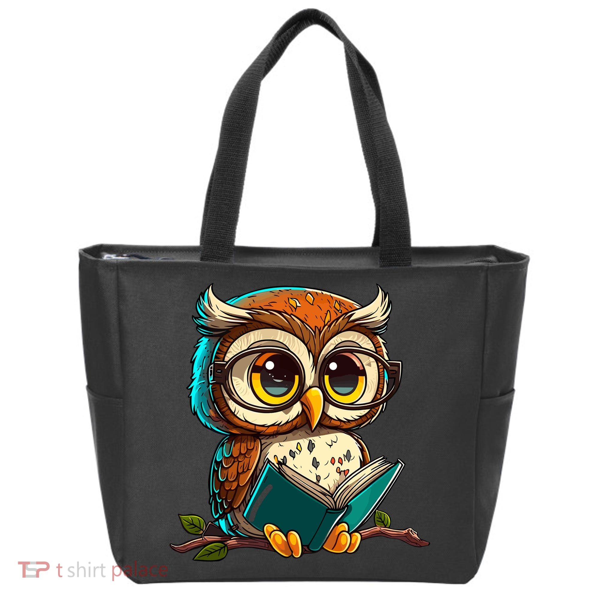 Kawaii Owl Reads Book Reading Bookworm Library Book Tote Bag