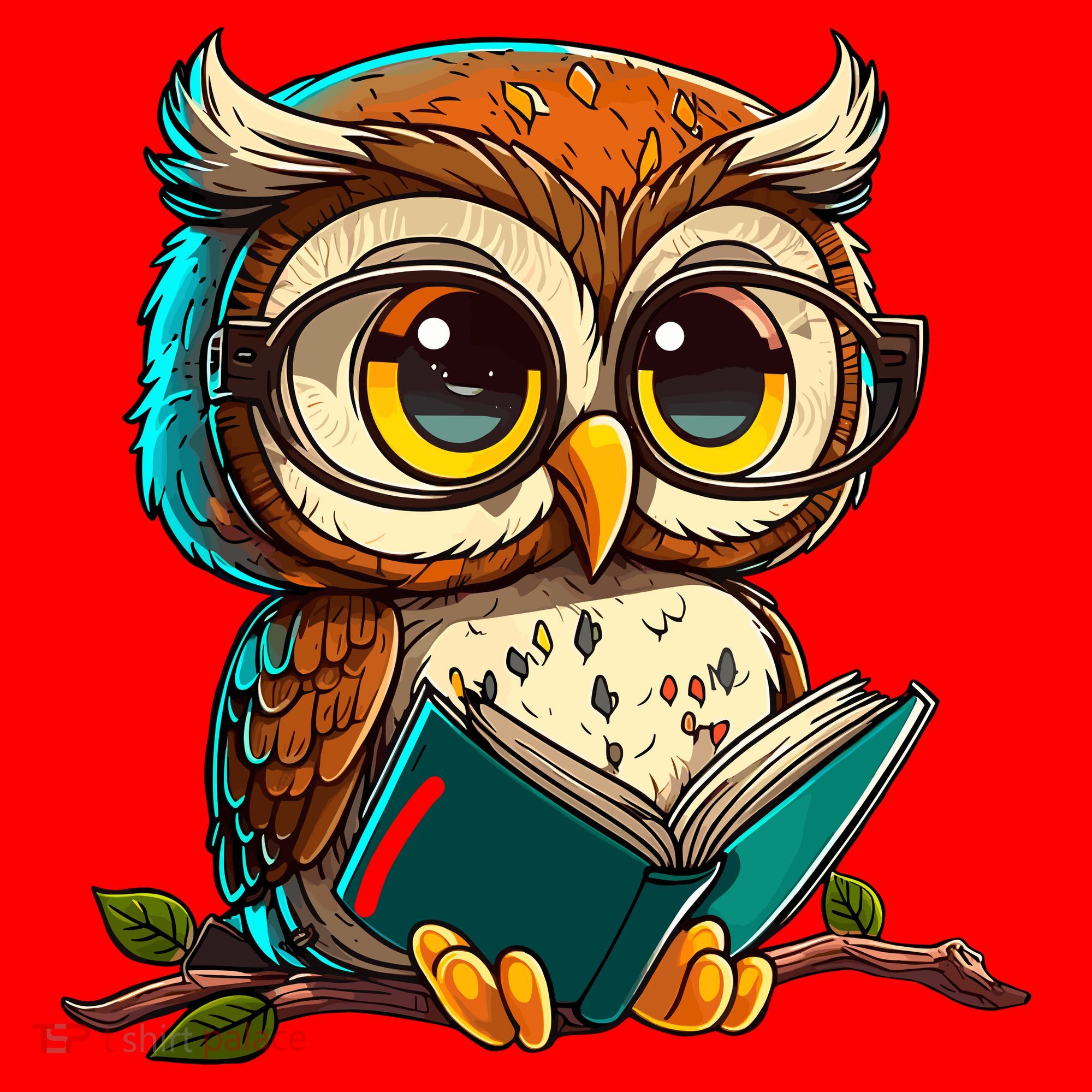Kawaii Owl Reads Book Reading Bookworm Library Book Santa Hat