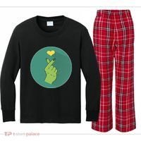 Korean Heart Zombie Kids Long Sleeve Plaid Pajama Set thumb 0