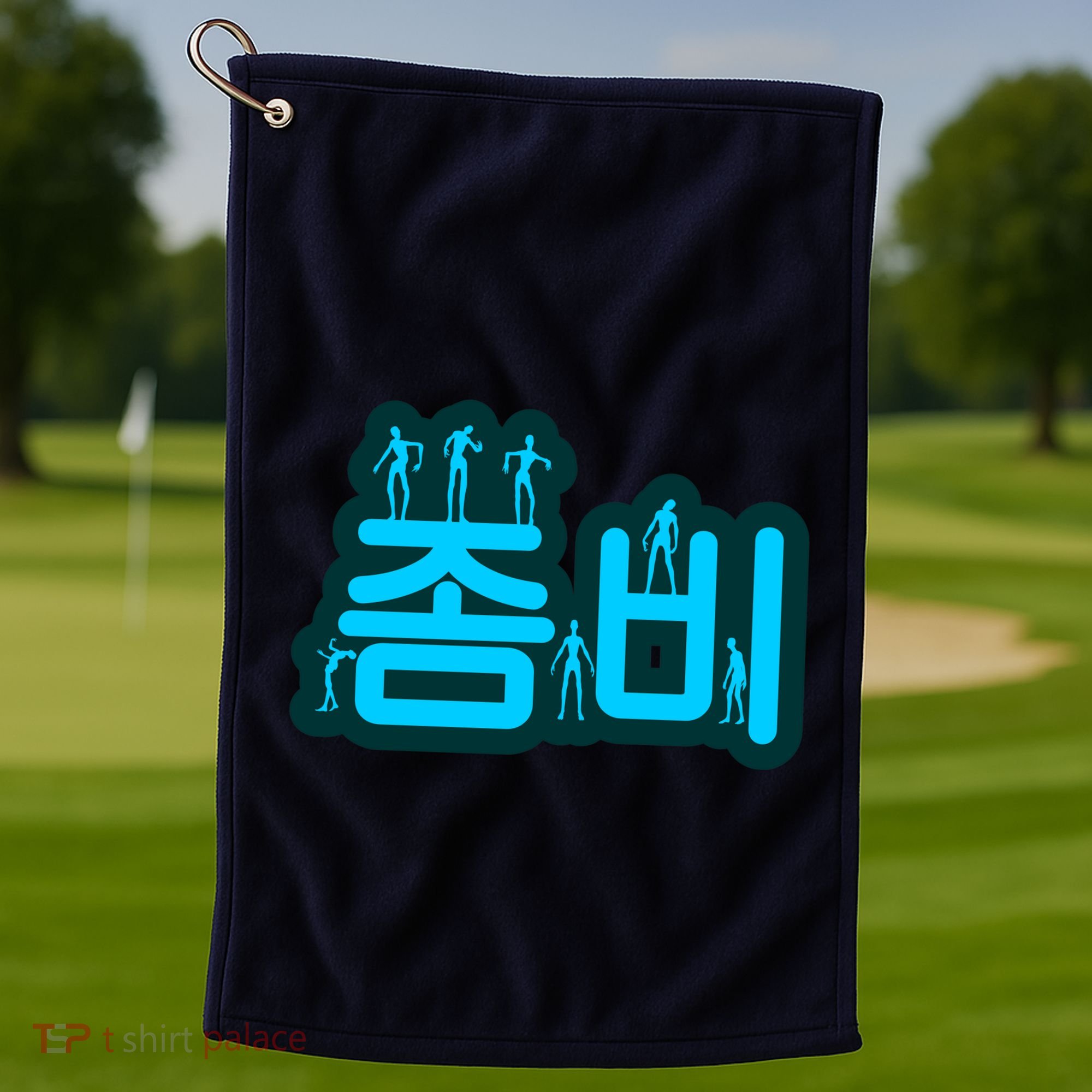 Korean Script Zombies Golf Towel
