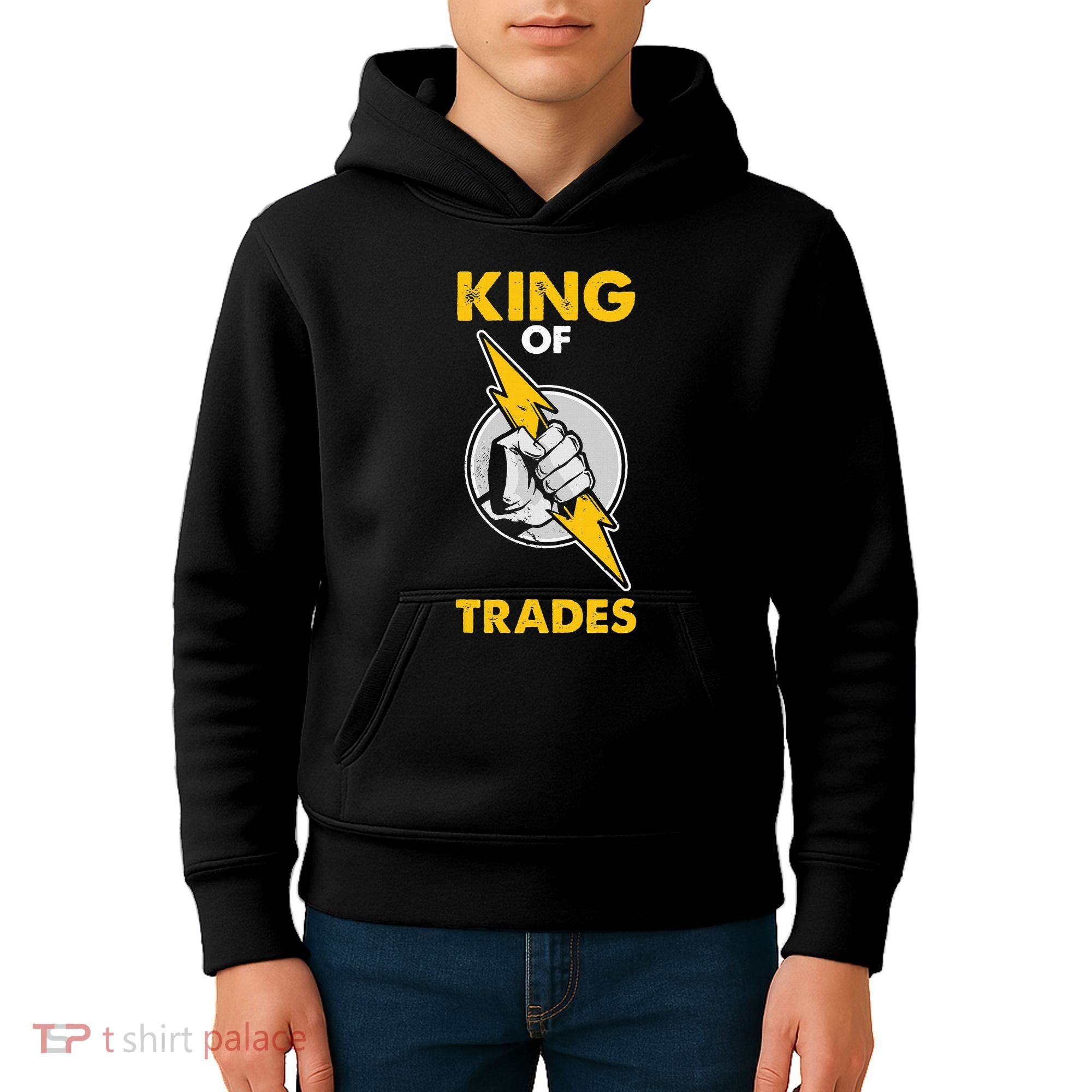 King Of Trades Electrician Kids Hoodie