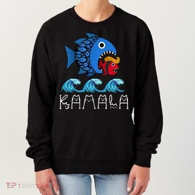 Kamala Over Trump Blue Wave Big Fish Eats Small Fish Women's Sweatshirt