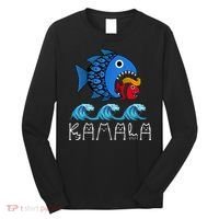 Kamala Over Trump Blue Wave Big Fish Eats Small Fish Long Sleeve Shirt thumb 0