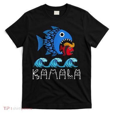 Kamala Over Trump Blue Wave Big Fish Eats Small Fish T-Shirt