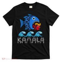 Kamala Over Trump Blue Wave Big Fish Eats Small Fish T-Shirt thumb 0