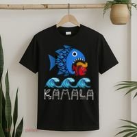 Kamala Over Trump Blue Wave Big Fish Eats Small Fish T-Shirt thumb 2