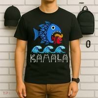 Kamala Over Trump Blue Wave Big Fish Eats Small Fish T-Shirt thumb 6