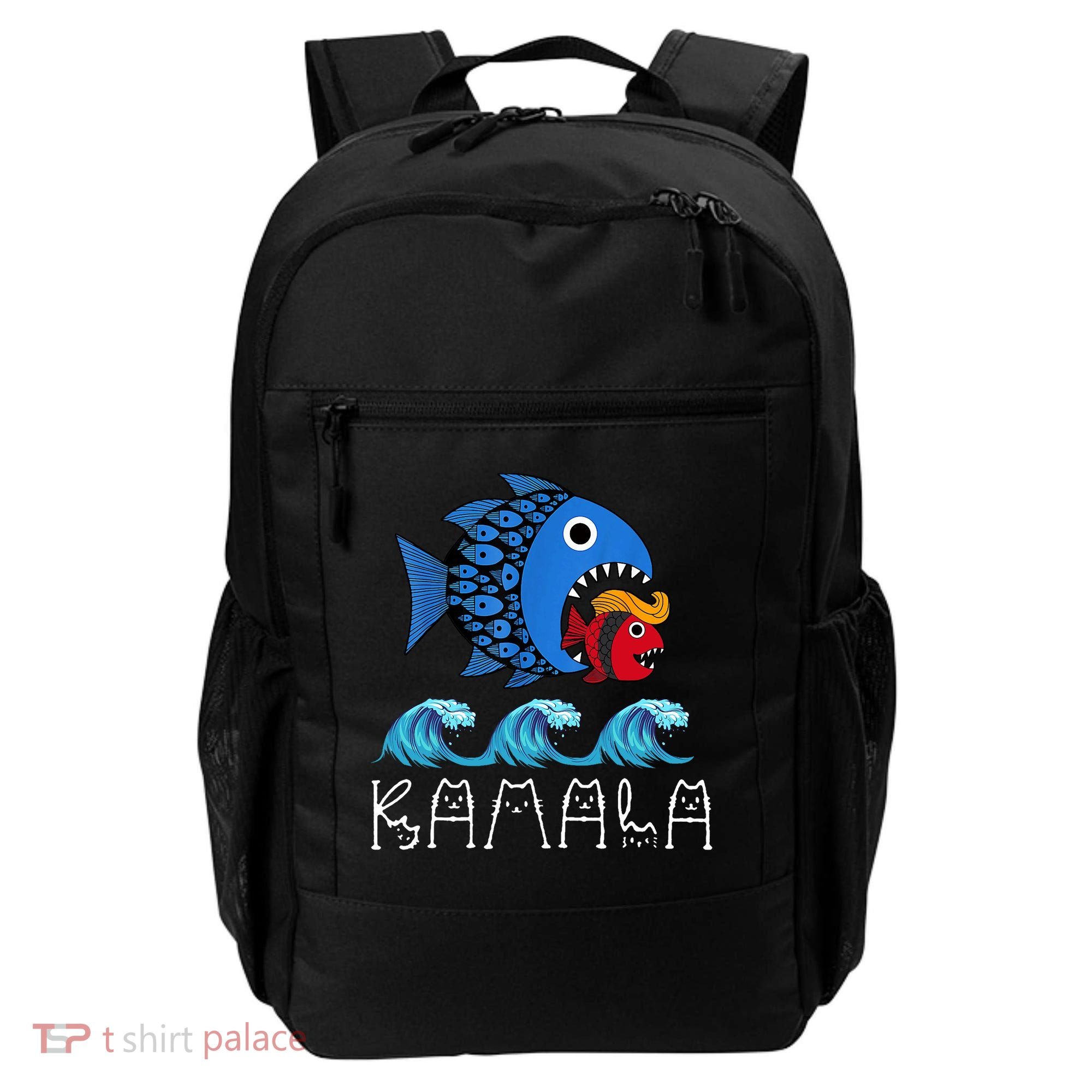 Kamala Over Trump Blue Wave Big Fish Eats Small Fish Backpack
