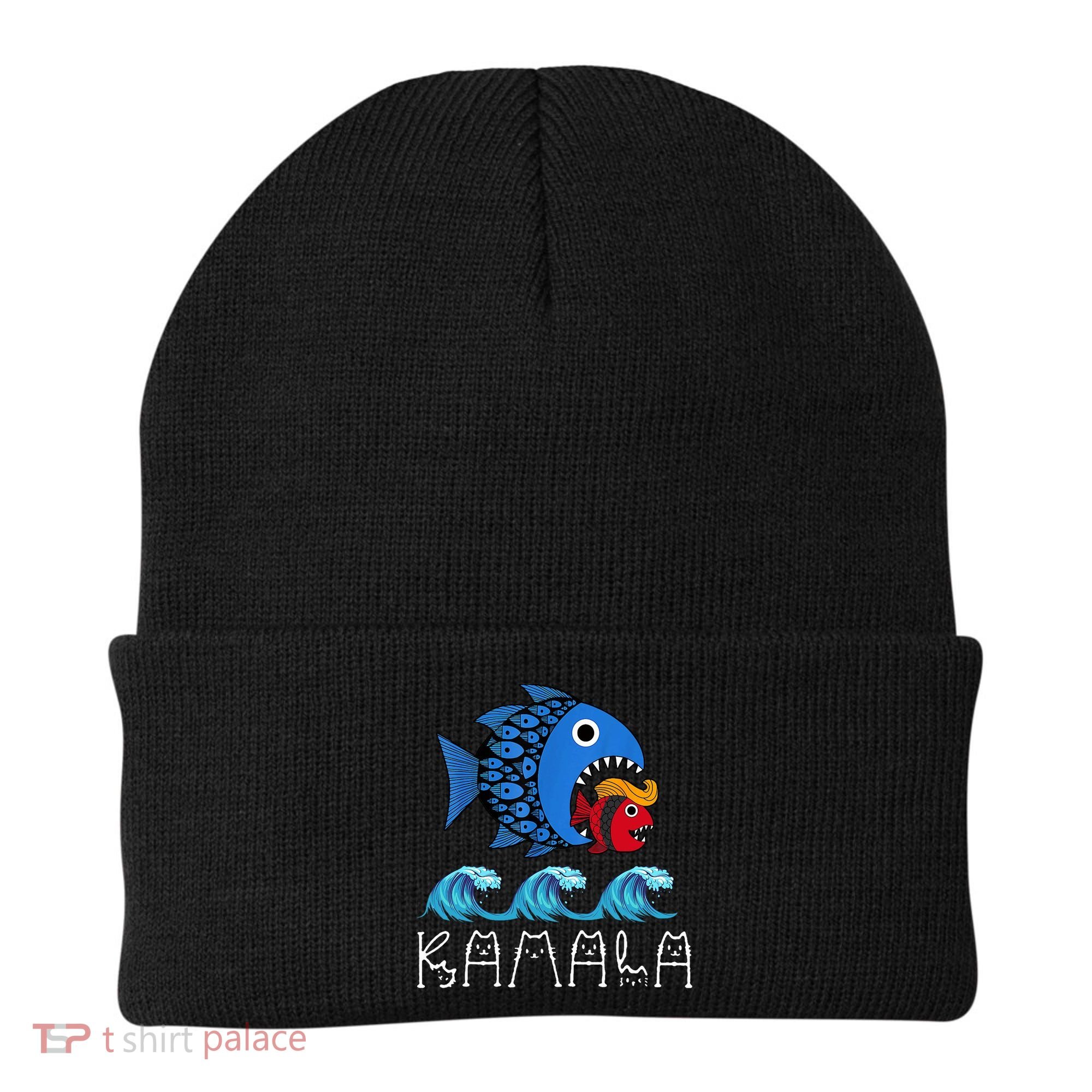 Kamala Over Trump Blue Wave Big Fish Eats Small Fish Beanie