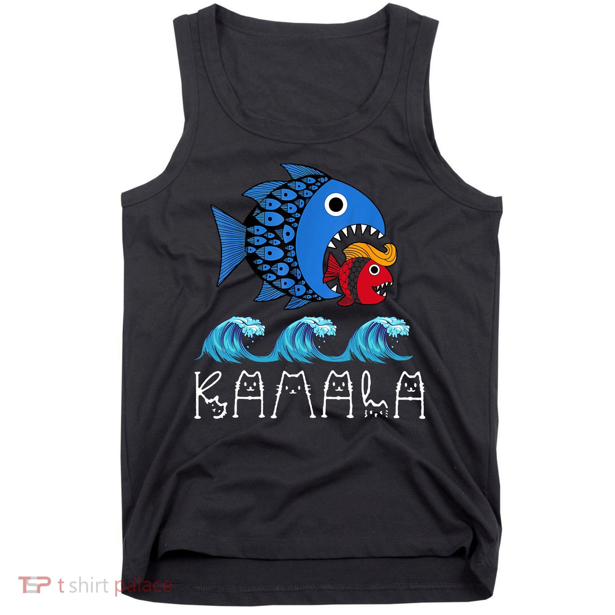 Kamala Over Trump Blue Wave Big Fish Eats Small Fish Tank Top