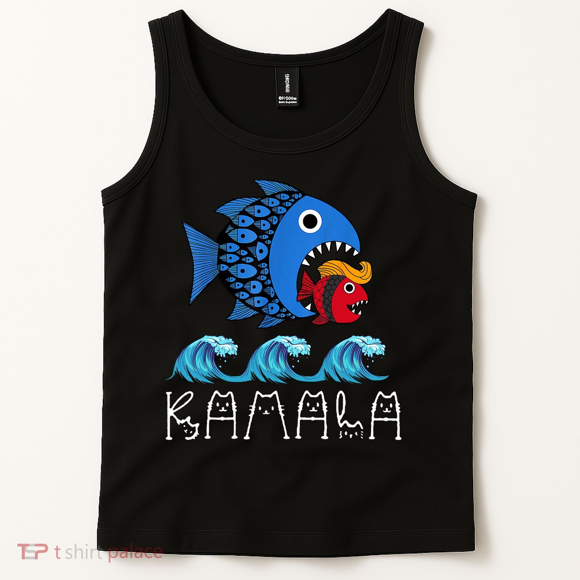 Kamala Over Trump Blue Wave Big Fish Eats Small Fish Tank Top