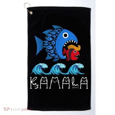 Kamala Over Trump Blue Wave Big Fish Eats Small Fish Golf Towel