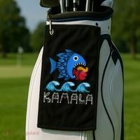 Kamala Over Trump Blue Wave Big Fish Eats Small Fish Golf Towel thumb 2