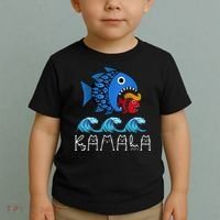 Kamala Over Trump Blue Wave Big Fish Eats Small Fish Toddler T-Shirt thumb 2