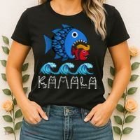 Kamala Over Trump Blue Wave Big Fish Eats Small Fish Women's T-Shirt thumb 2