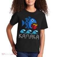 Kamala Over Trump Blue Wave Big Fish Eats Small Fish Kids T-Shirt thumb 2