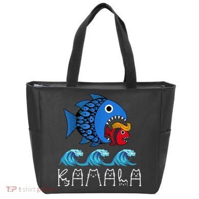 Kamala Over Trump Blue Wave Big Fish Eats Small Fish Tote Bag