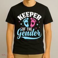 Keeper Of The Gender Pink Or Blue Funny Gender Reveal Party T-Shirt thumb 3