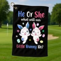 Keeper Of The Gender Bunny Happy Easter Day Gender Reveal Golf Towel thumb 1
